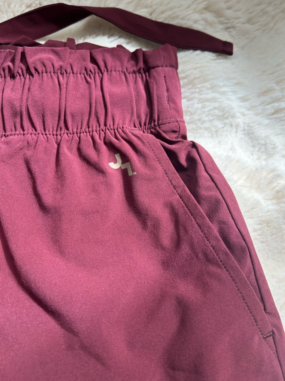 JoyLab Wide-Leg Paperbag Waist Pants in Burgundy - Picture 2 of 7
